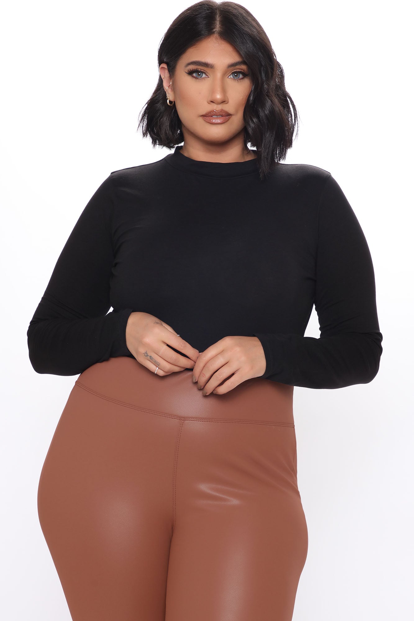 Melanie Mock Neck Bodysuit - Black