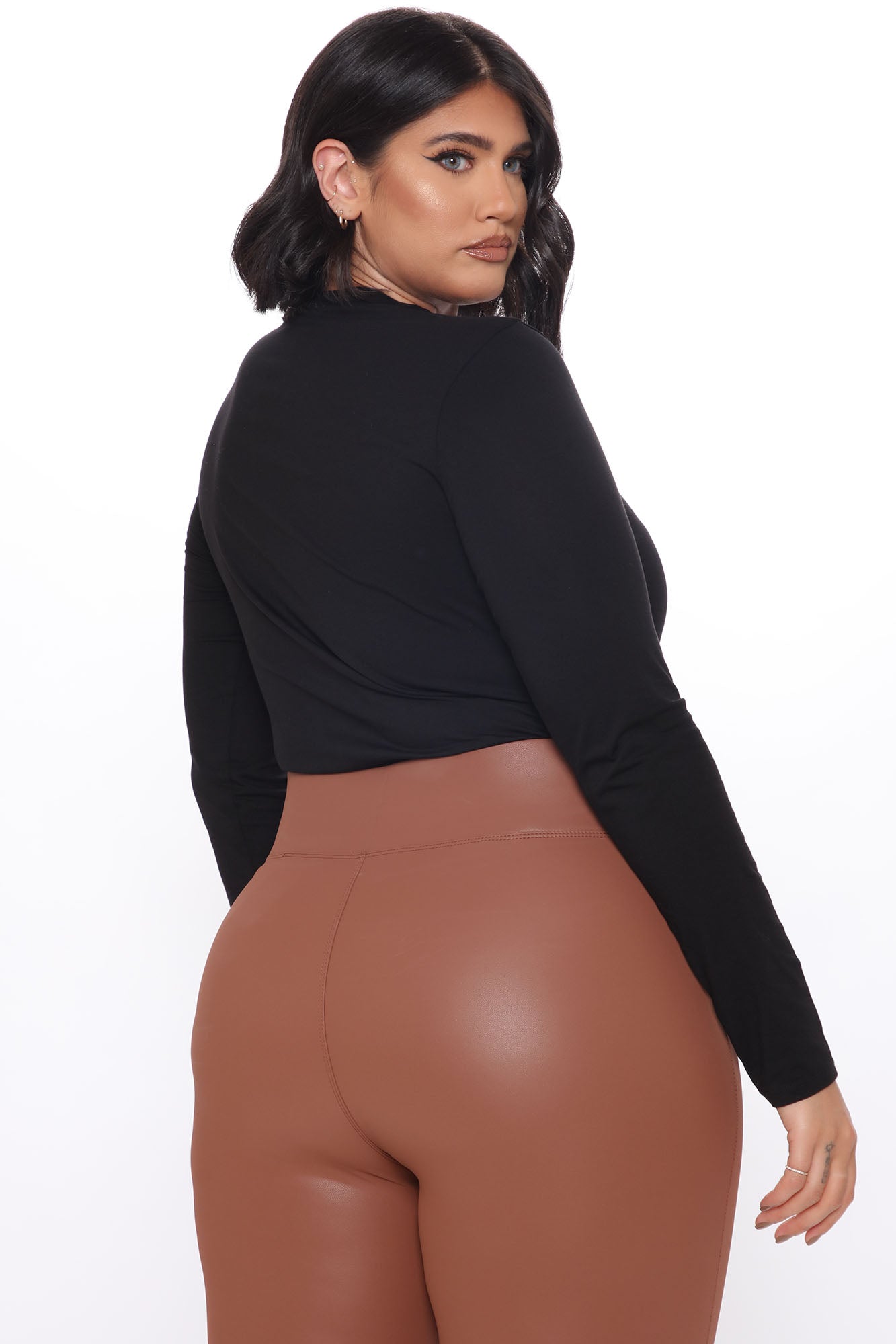 Melanie Mock Neck Bodysuit - Black