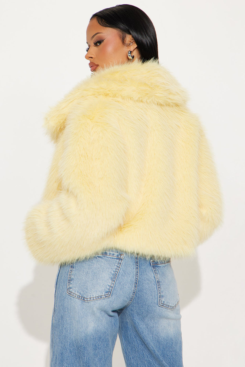 Full Of Charisma Faux Fur Cropped Coat - Butter Yellow