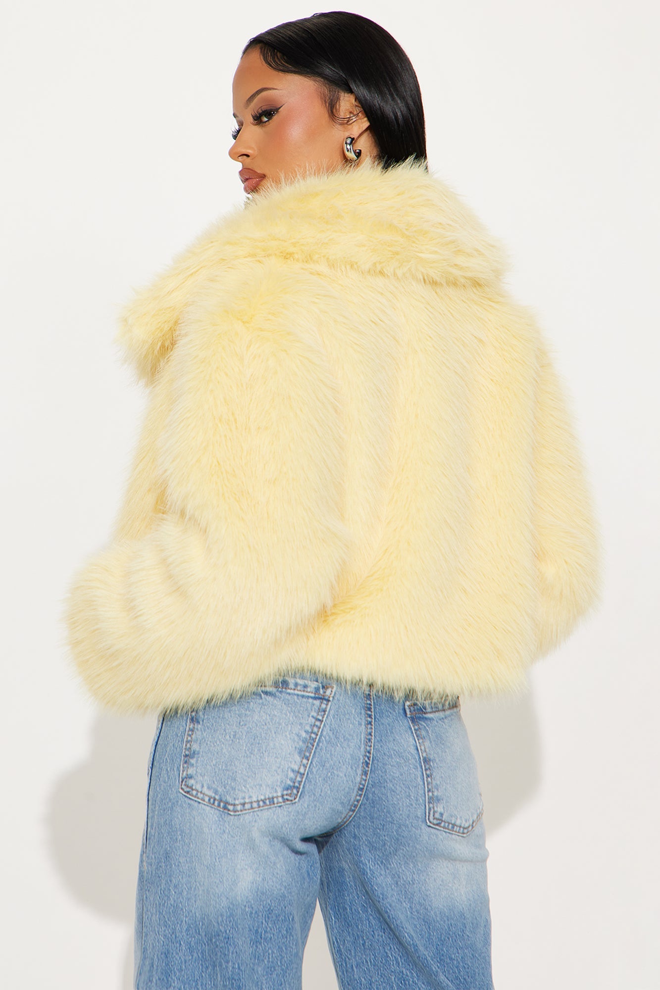 Full Of Charisma Faux Fur Cropped Coat - Butter Yellow