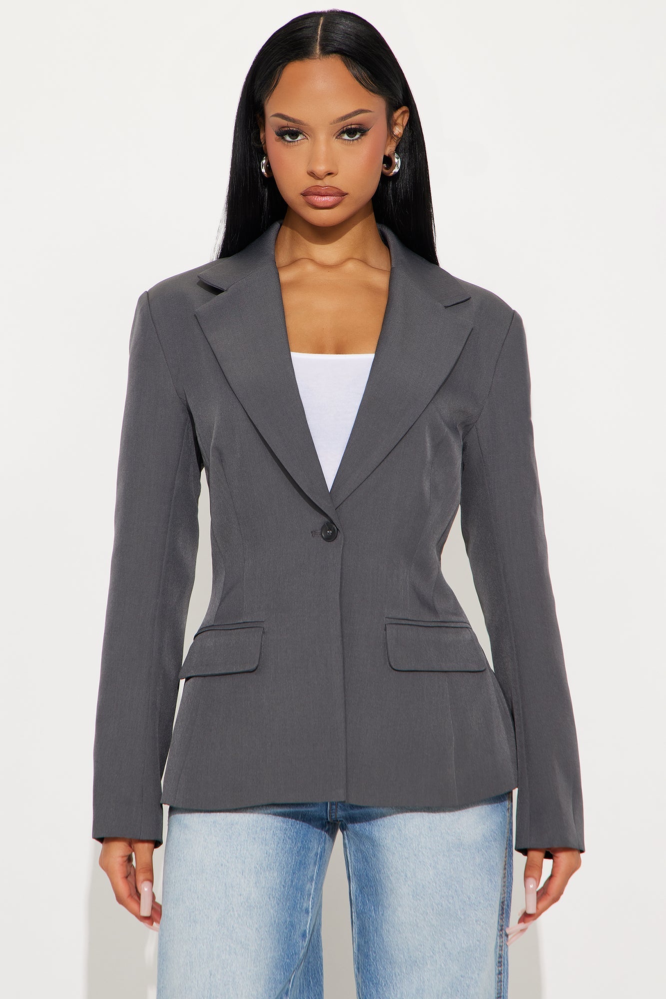 The Nadine Blazer - Charcoal