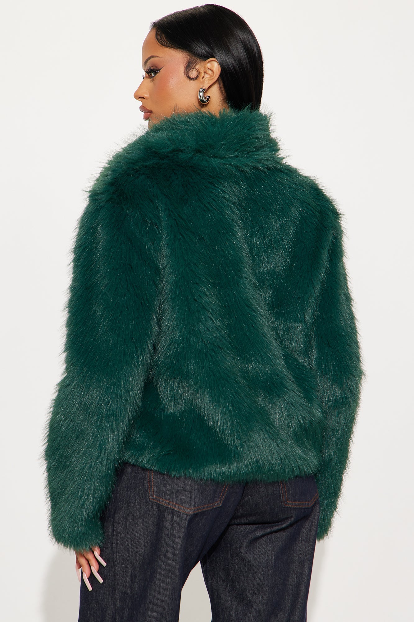 Kennedy Faux Fur Coat - Hunter Green