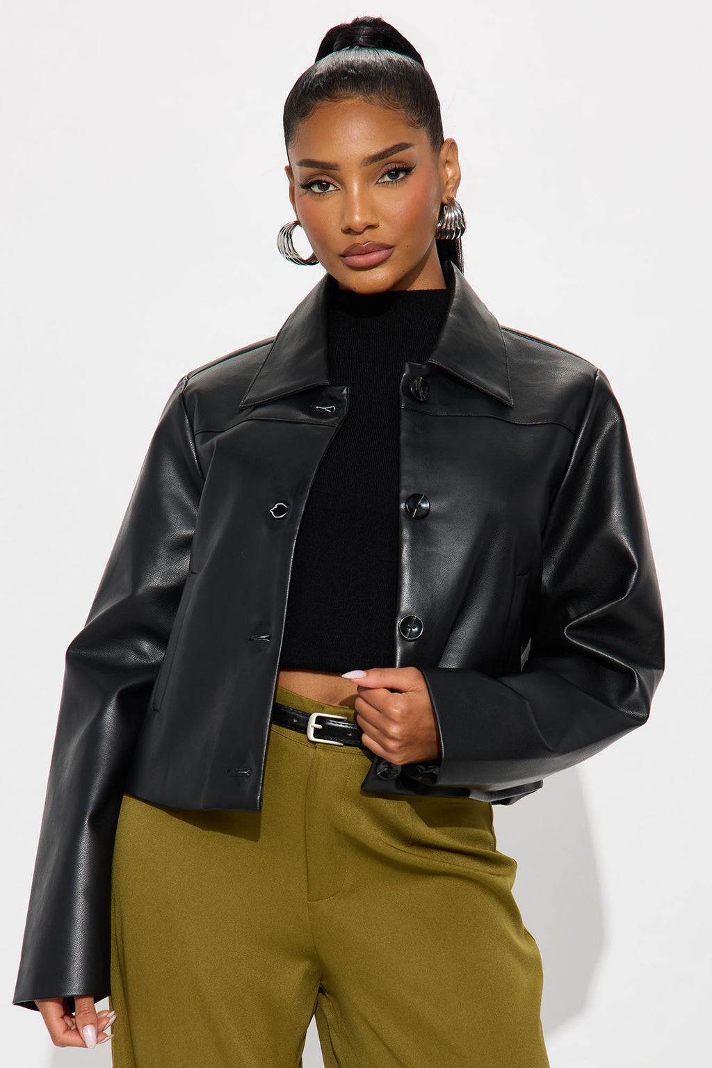 Jordan Faux Leather Jacket - Black