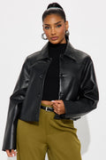 Jordan Faux Leather Jacket - Black