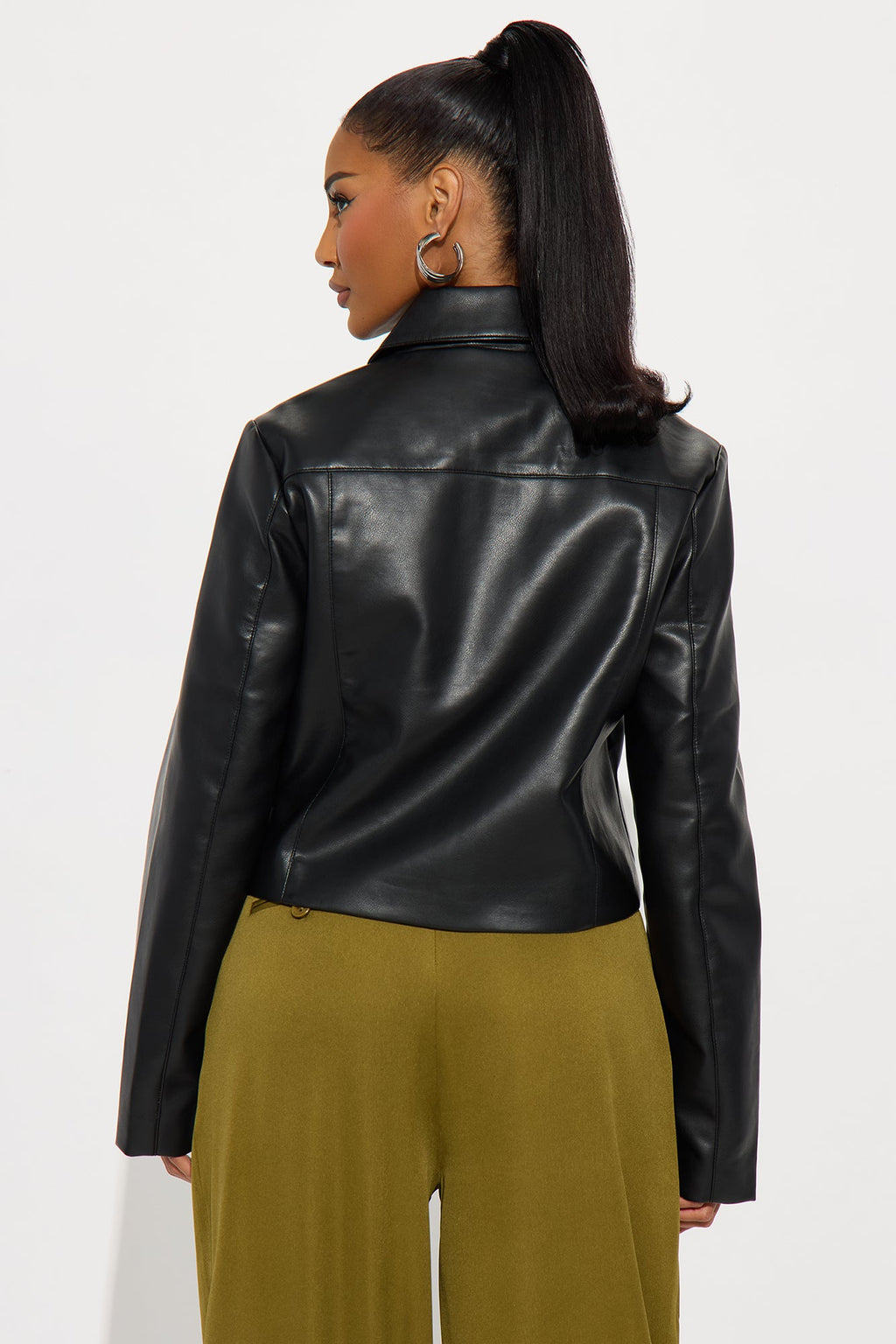 Jordan Faux Leather Jacket - Black