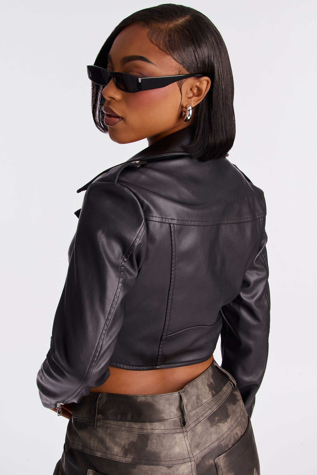 Jamila Faux Leather Moto Jacket - Black