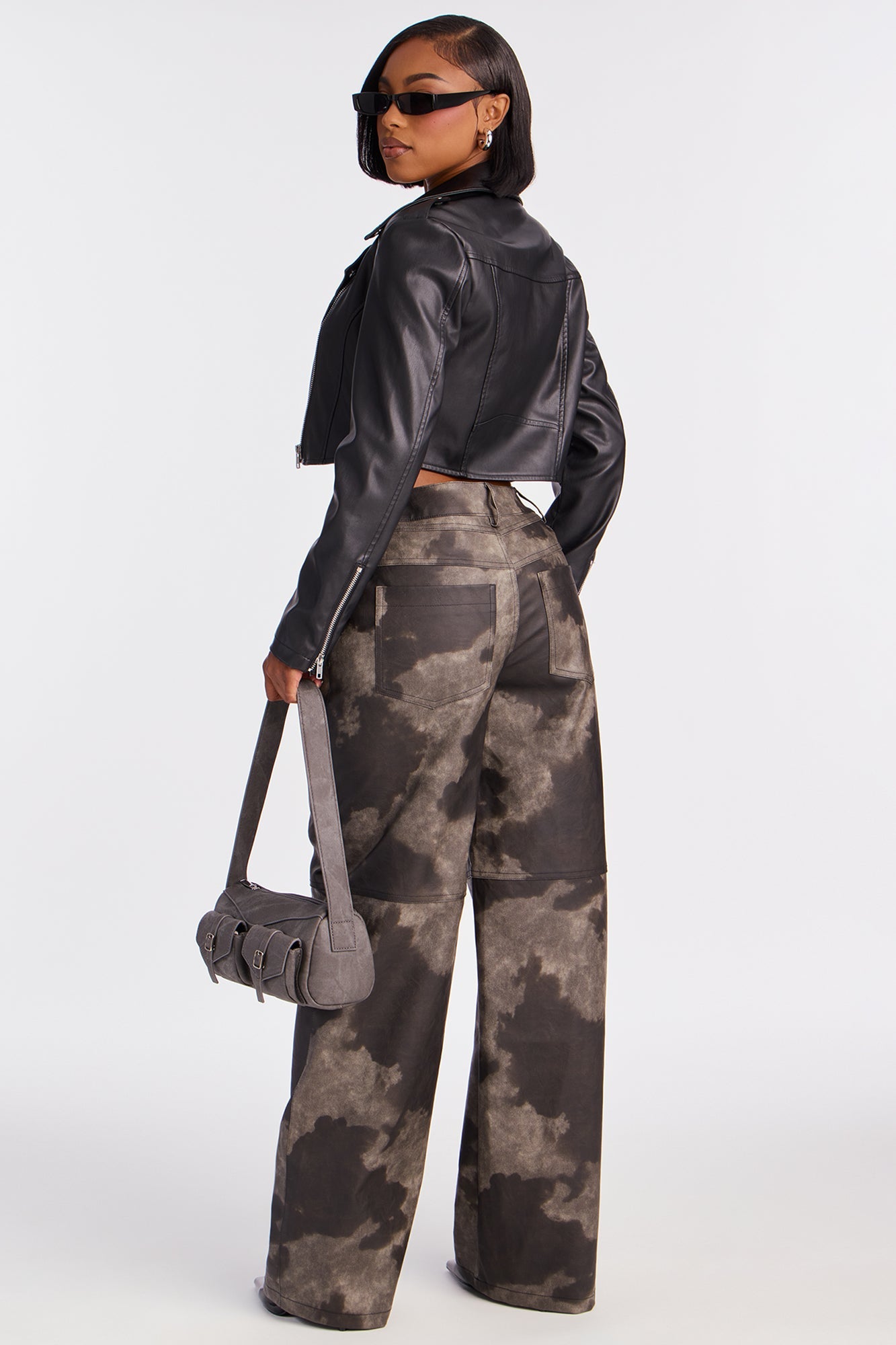 Jamila Faux Leather Moto Jacket - Black