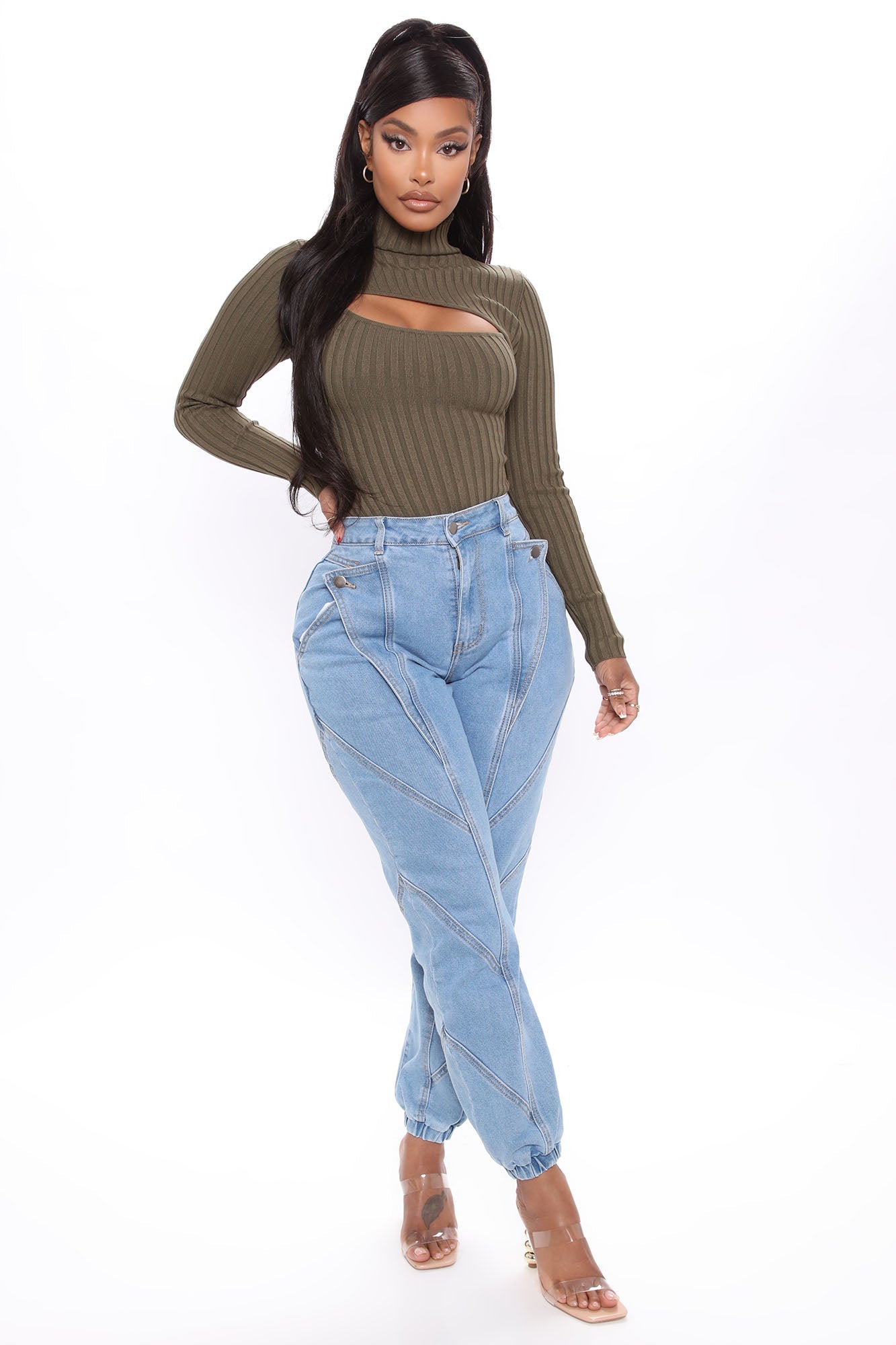 Cut The Antics Sweater Bodysuit - Olive