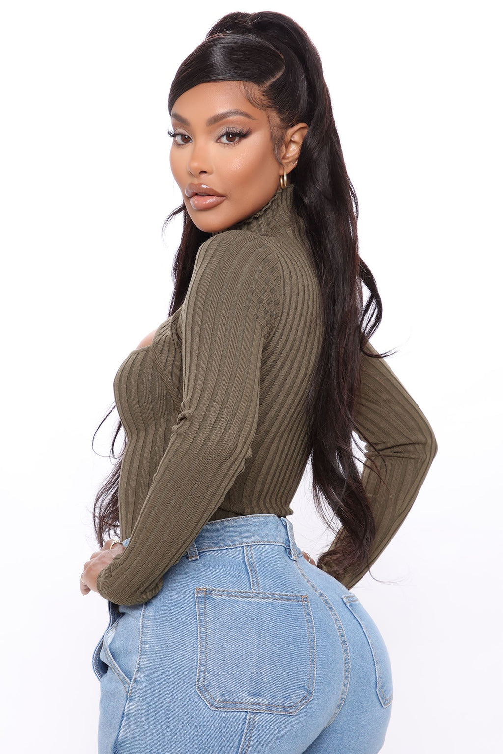 Cut The Antics Sweater Bodysuit - Olive