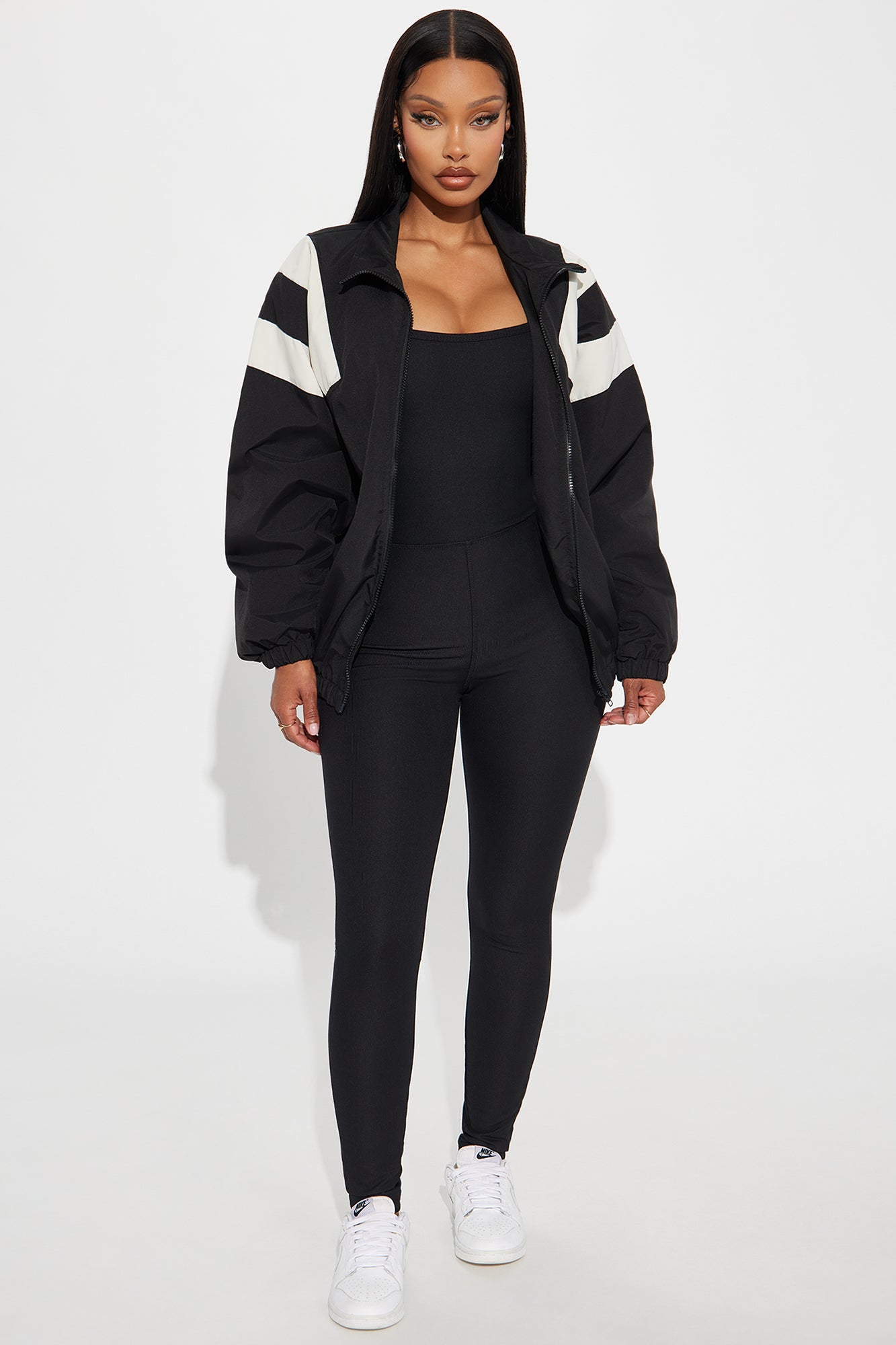 Always On The Move Windbreaker - Black/White