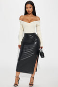 By The Corner Faux Leather Midi Skirt - Black