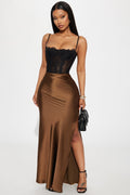 Love Like This Satin Maxi Skirt - Chocolate