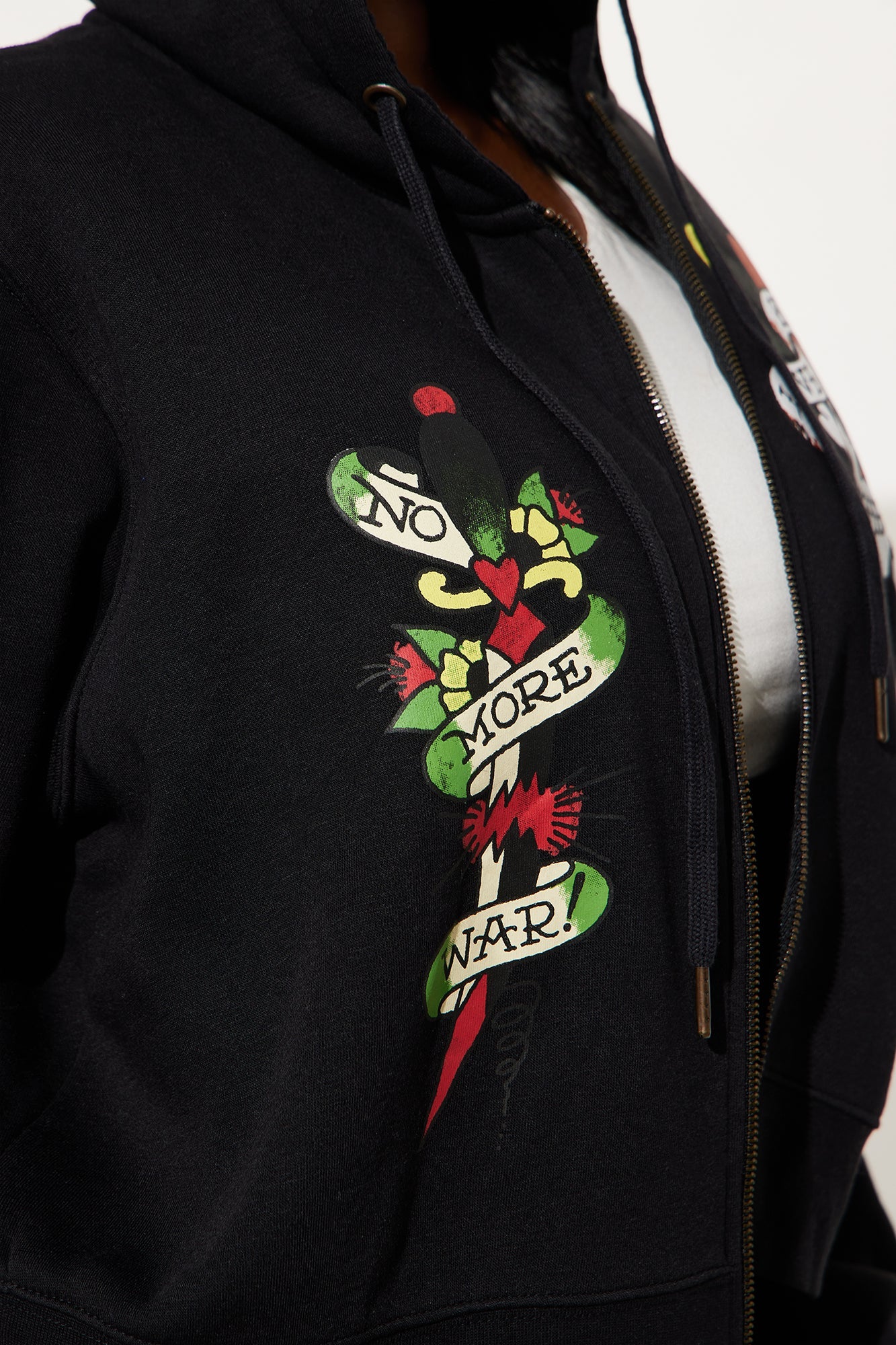 Love Kills Ed Hardy Zip Front Hoodie - Black