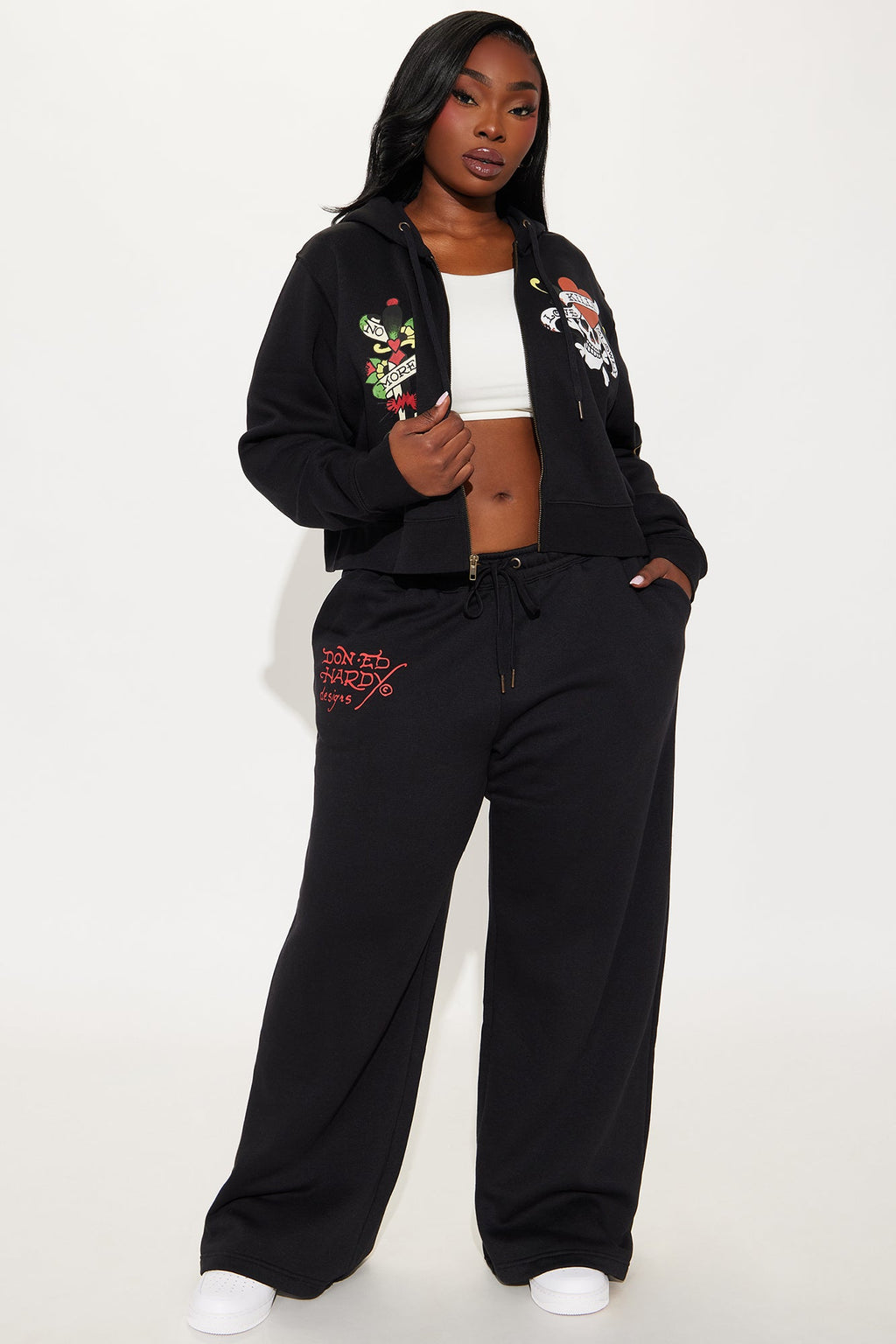 Love Kills Ed Hardy Zip Front Hoodie - Black