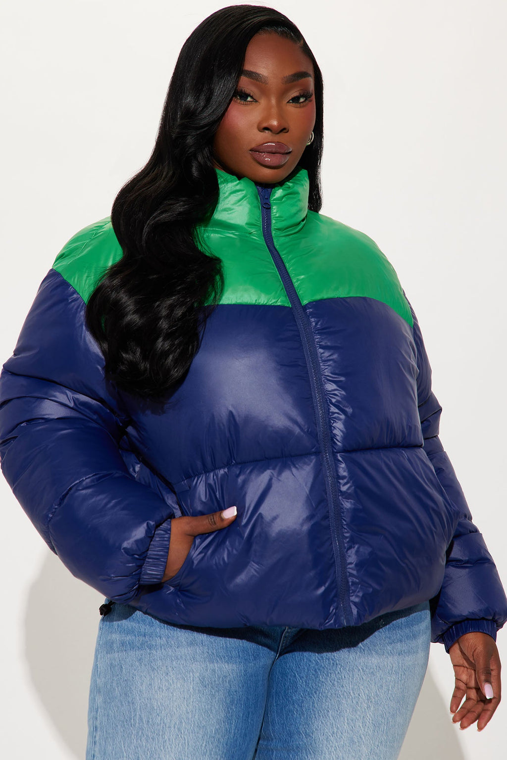 Raquel Puffer Jacket - Navy/combo