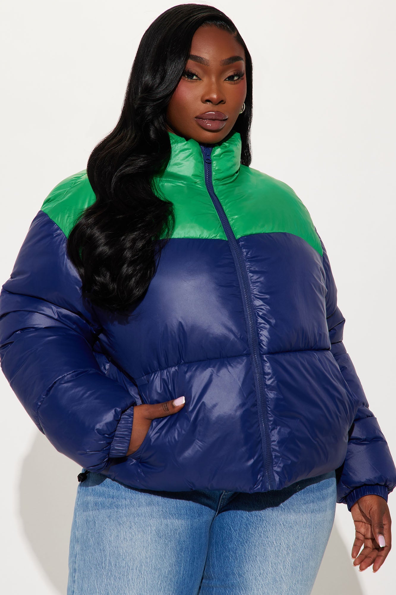 Raquel Puffer Jacket - Navy/combo
