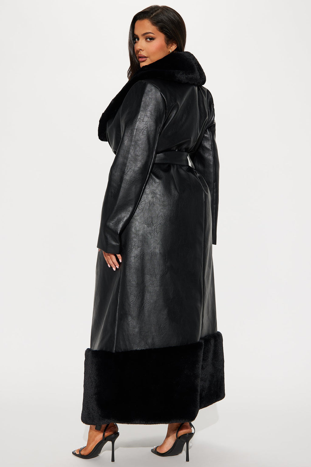 Power Trip Faux Leather Trench - Black