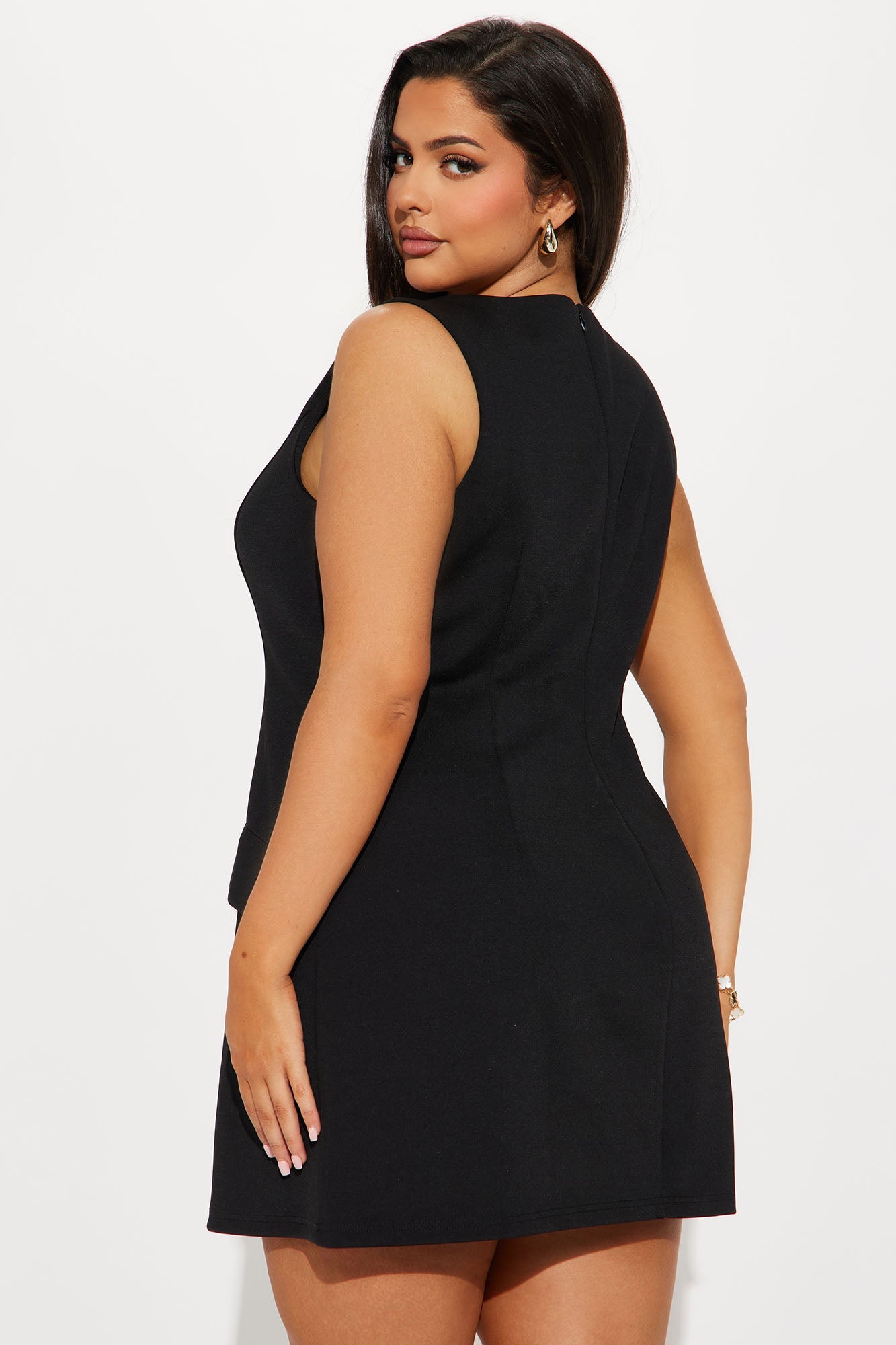 Tabitha Boat Neck Mini Dress - Black