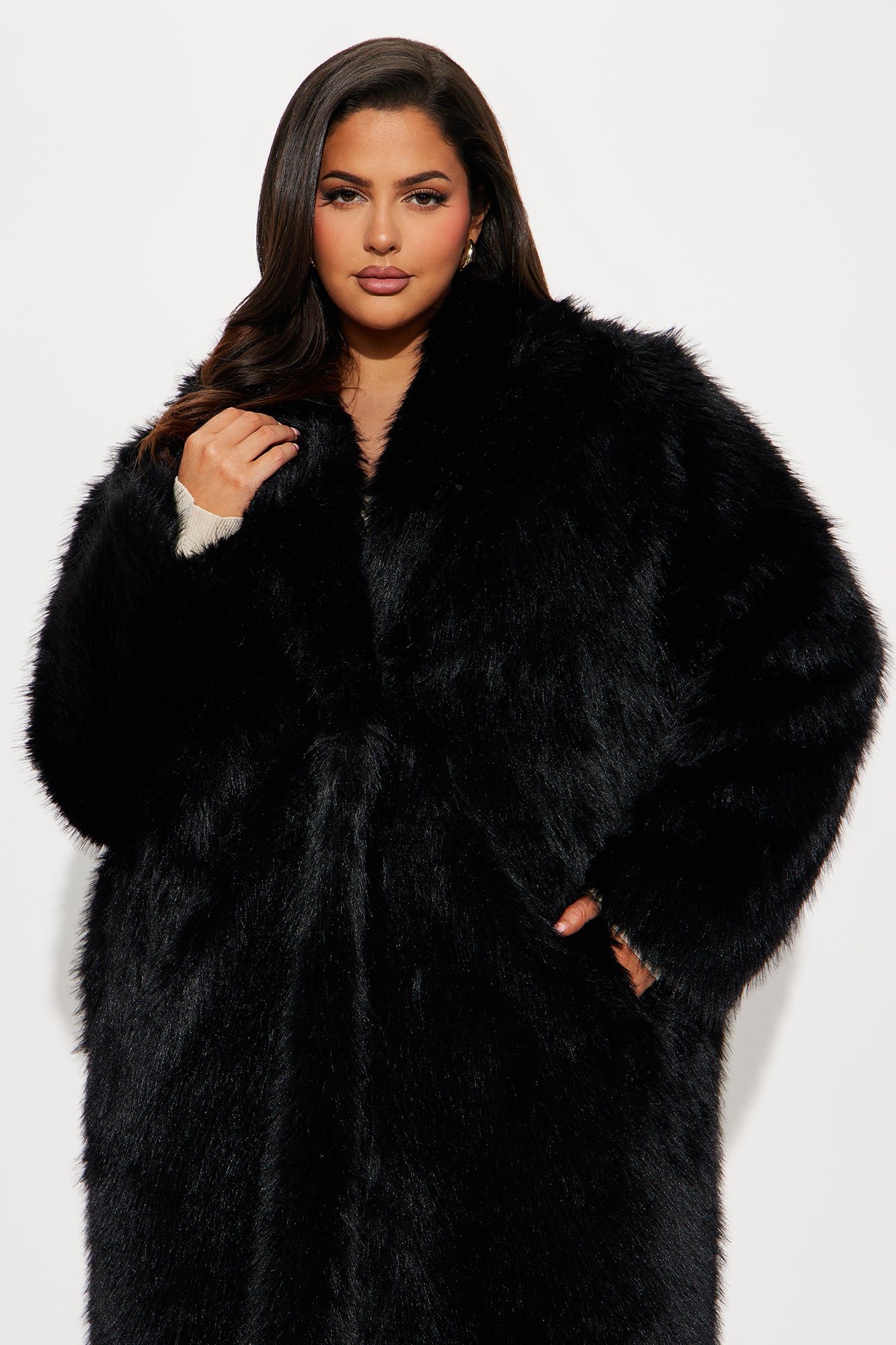 Dreamin' Big Faux Fur Coat - Black