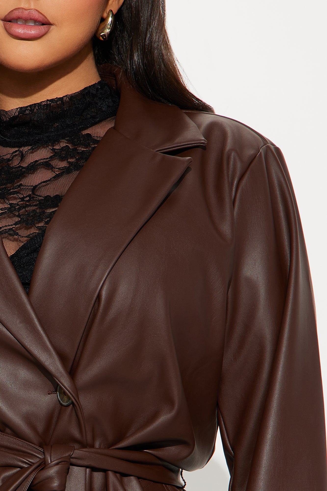 Cameron Faux Leather Coat - Camel