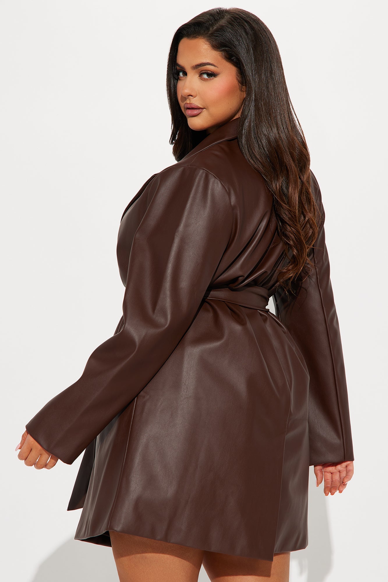Cameron Faux Leather Coat - Camel