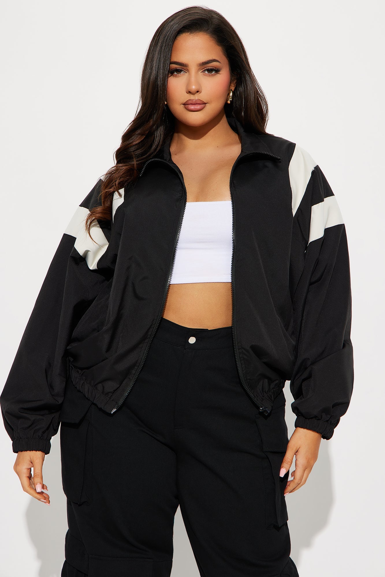 Always On The Move Windbreaker - Black/White