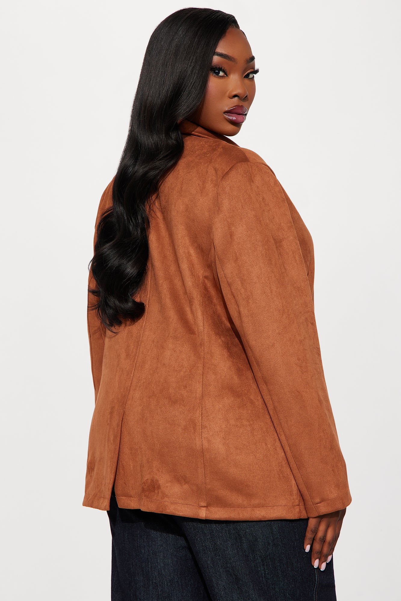 Western Outings Faux Suede Blazer - Camel