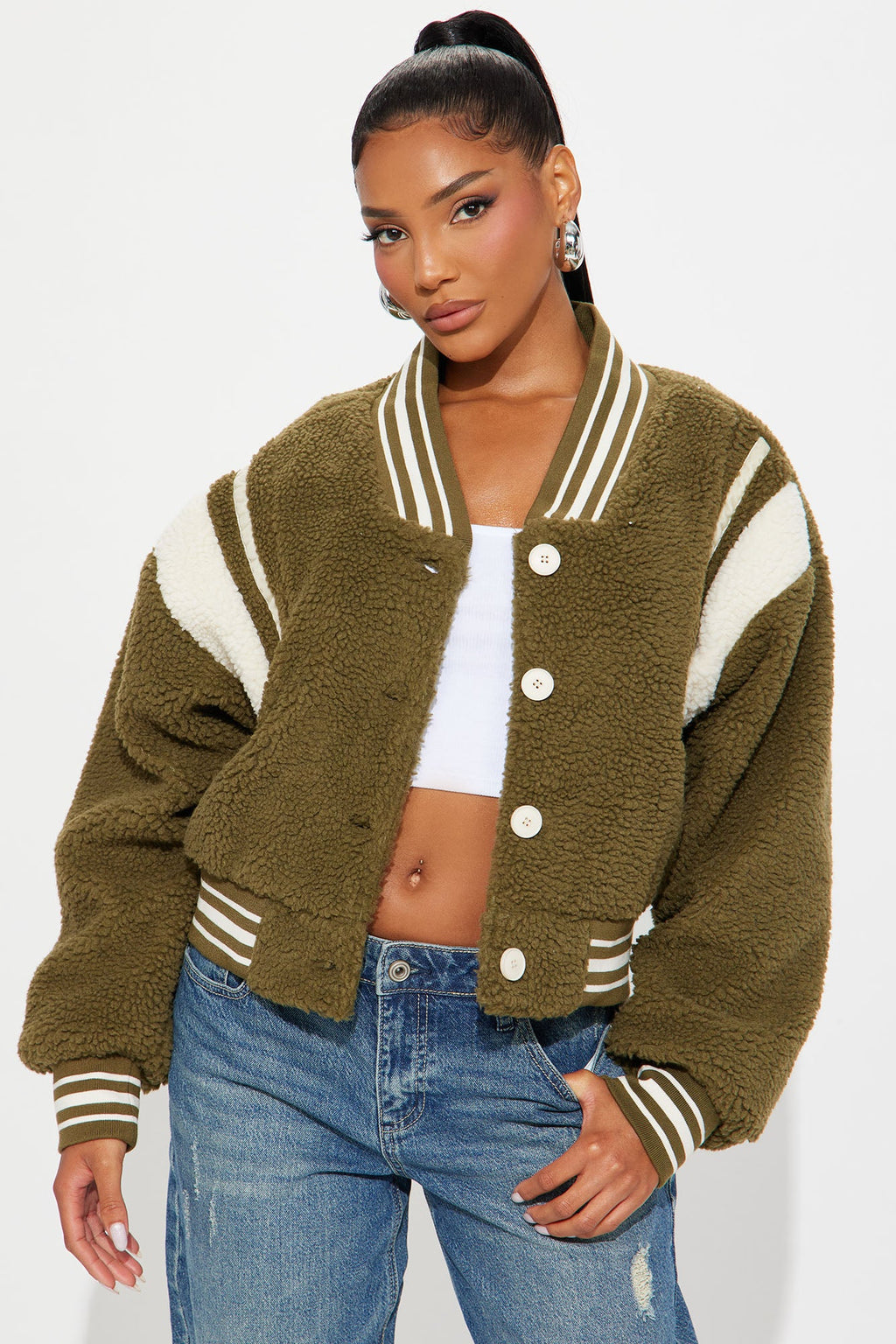 Lynette Varsity Jacket - Green/combo