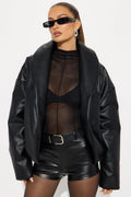 Kiara Faux Leather Jacket - Black