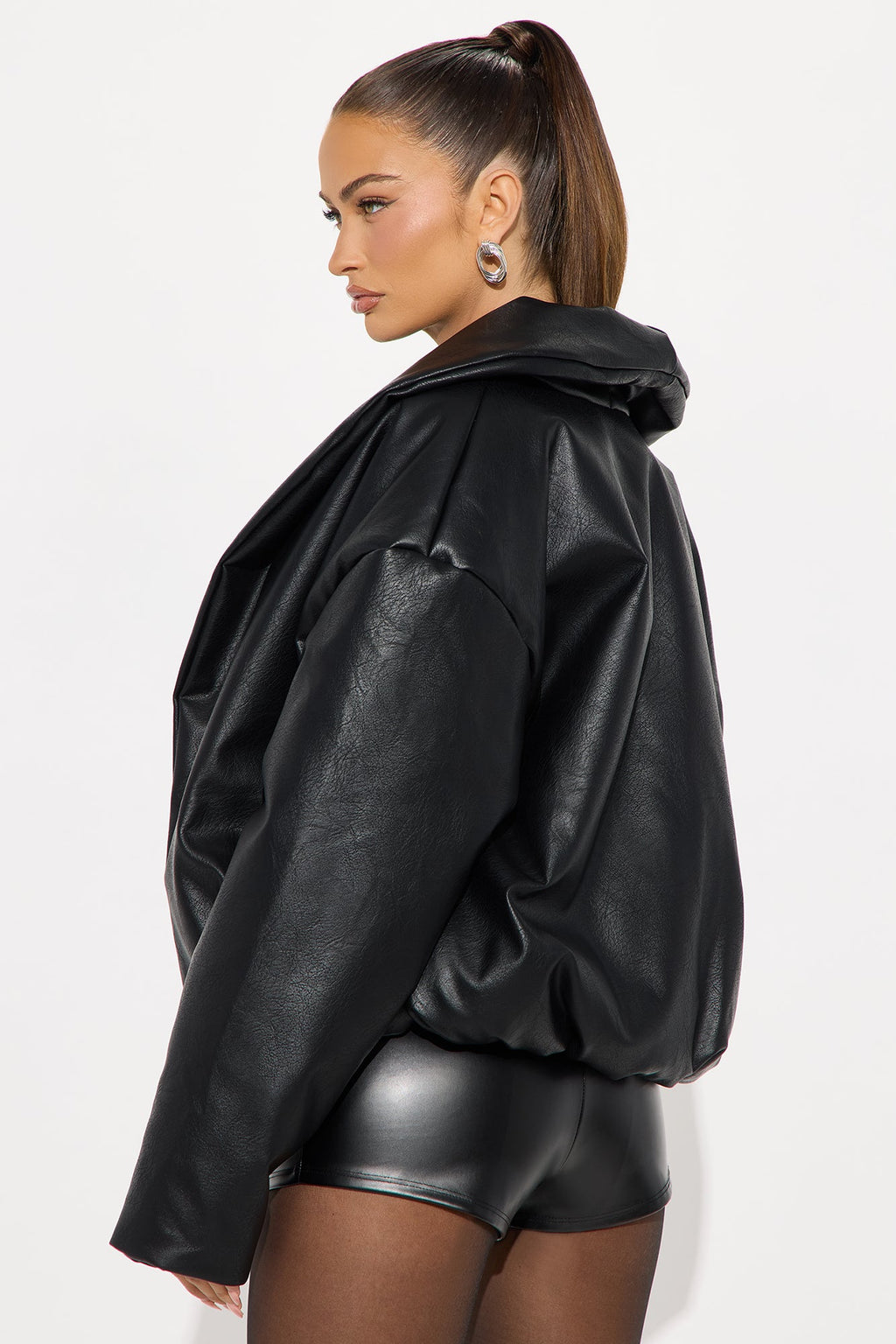 Kiara Faux Leather Jacket - Black