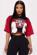 49ers Cropped Mesh Top - Red