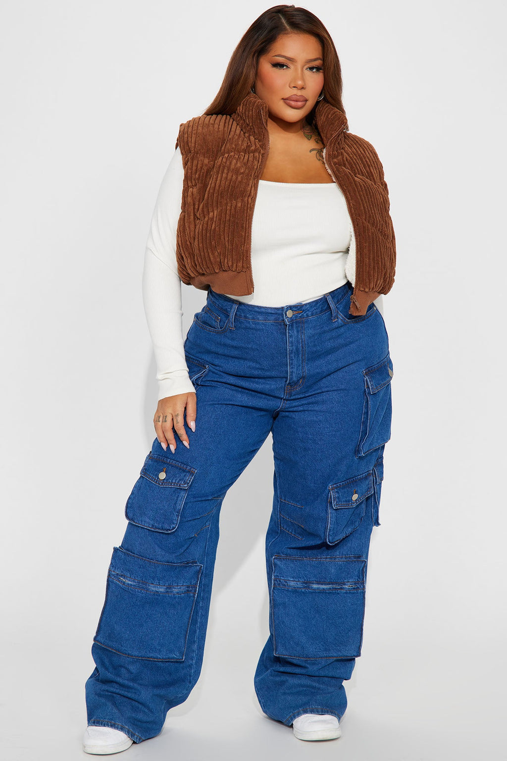 Jhene Corduroy Puffer Vest - Cognac