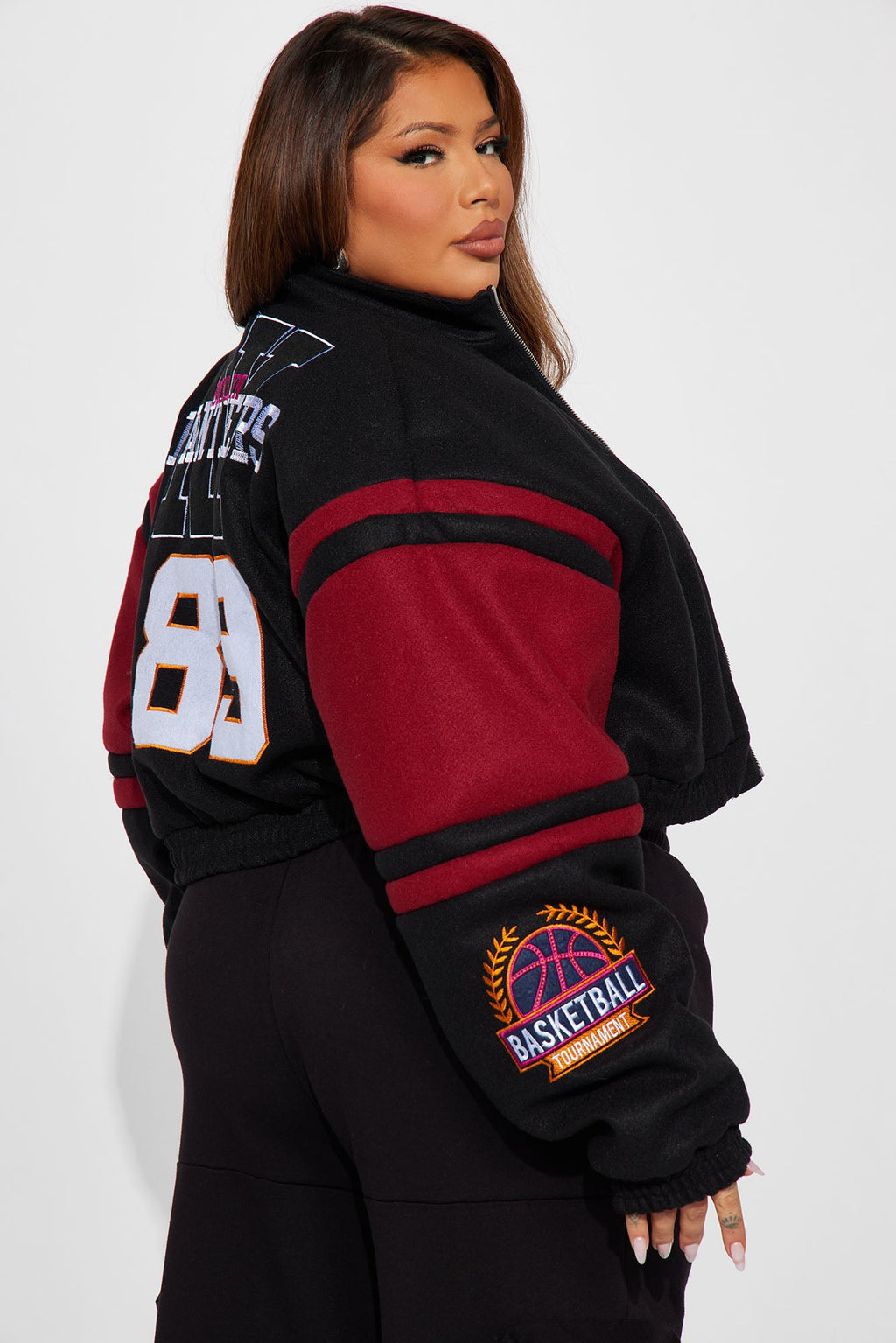 Brooklyn Hottie Bomber Jacket - Burgundy