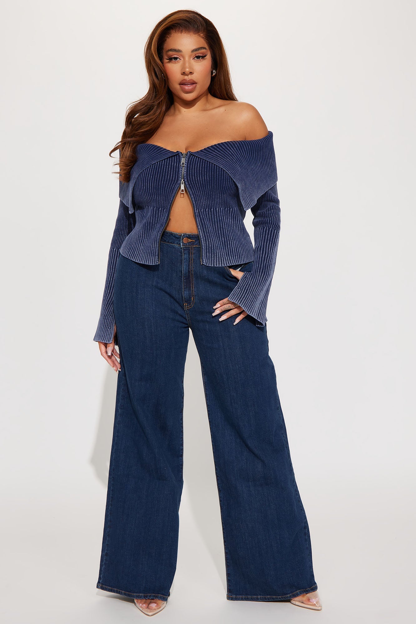Chasing Thrills Stretch Wide Leg Jeans - Dark Wash