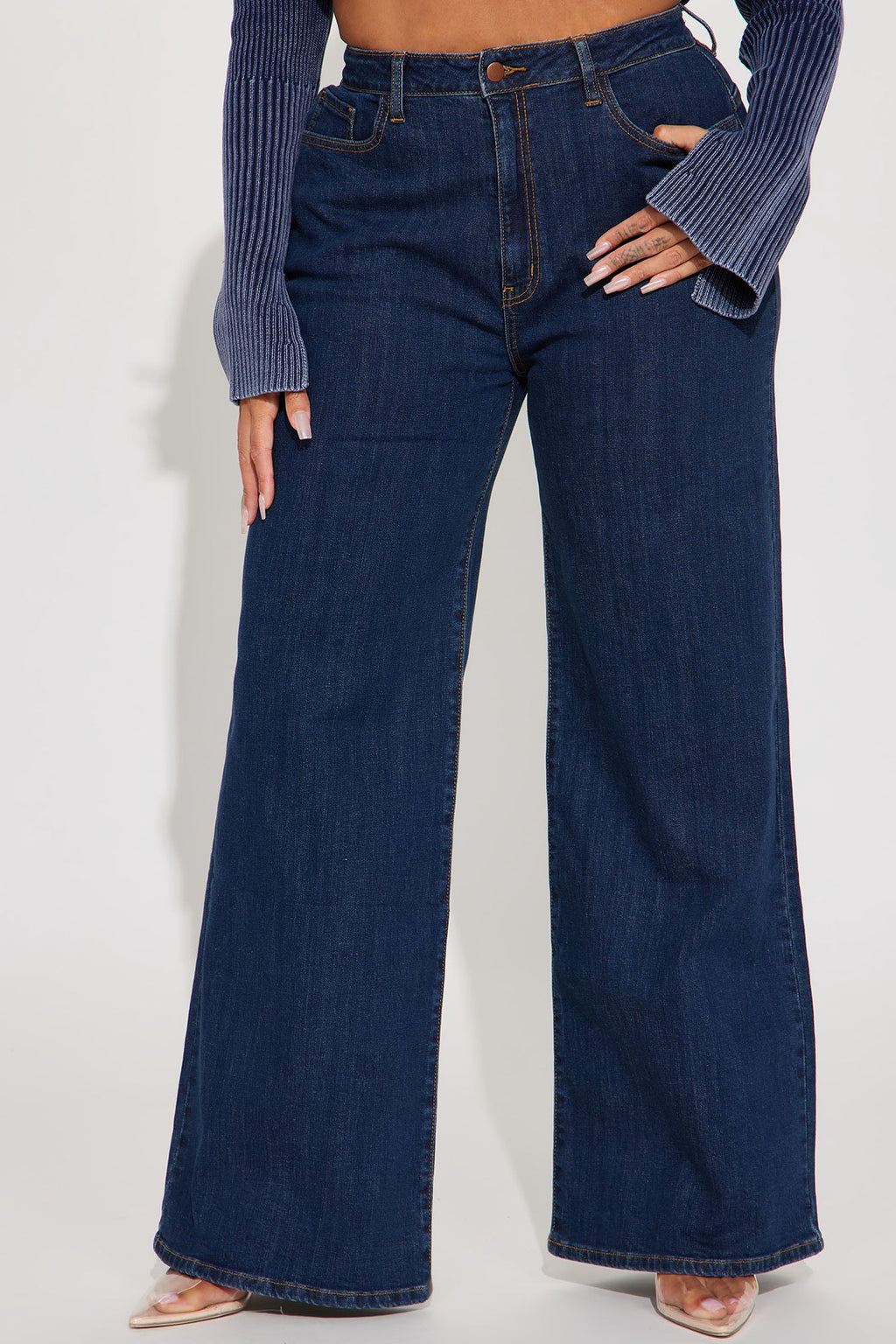 Chasing Thrills Stretch Wide Leg Jeans - Dark Wash