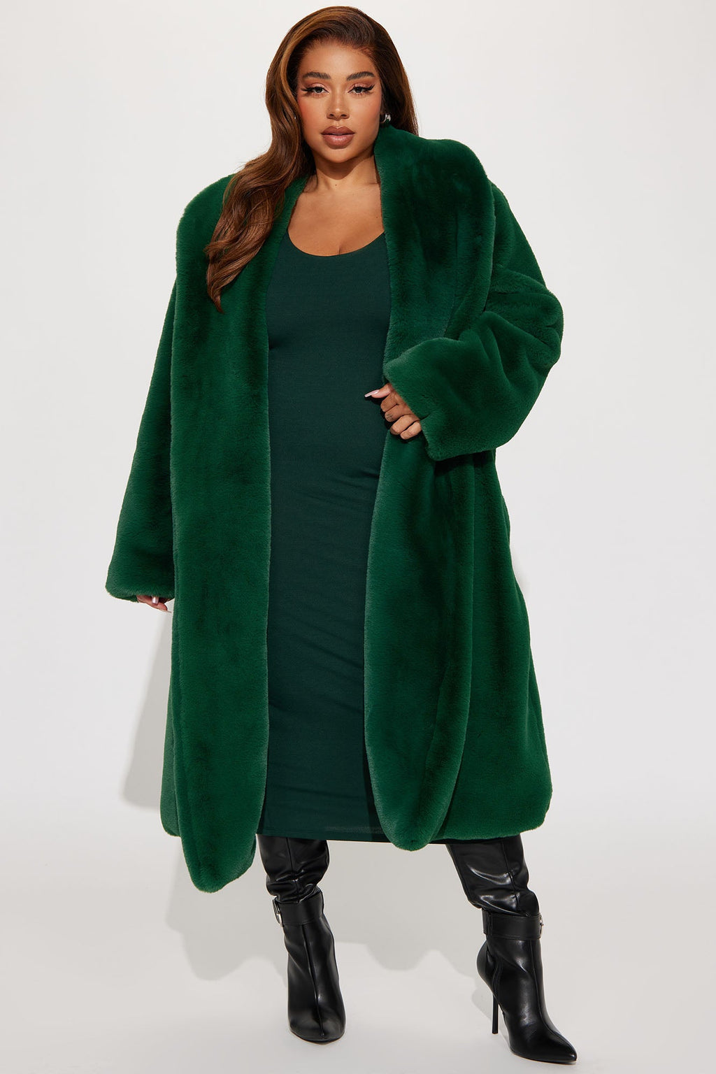 Mari Faux Fur Coat - Hunter