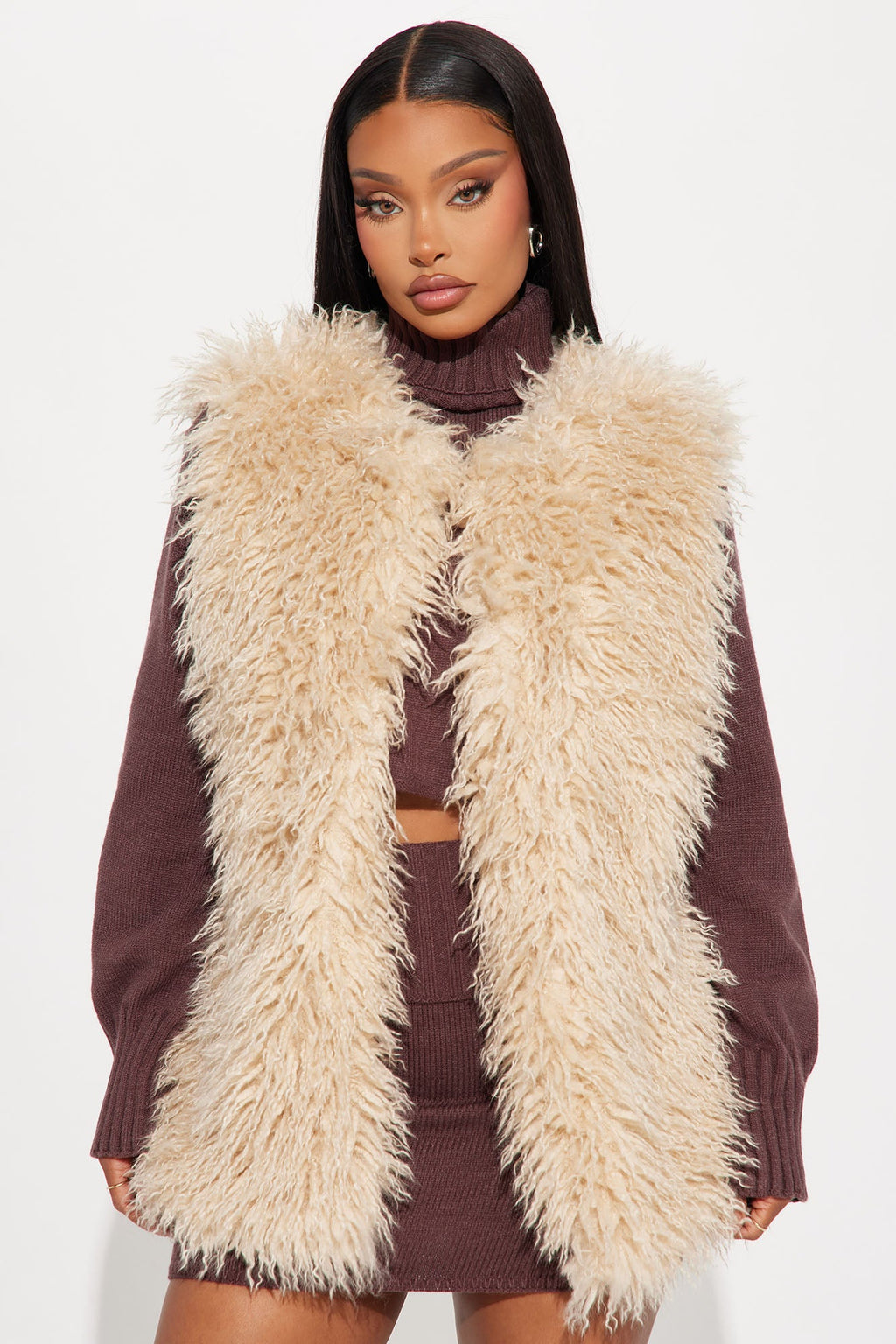 Sydney Faux Fur Vest - Tan