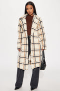 Cozy Up Plaid Sherpa Trench - Cream/combo