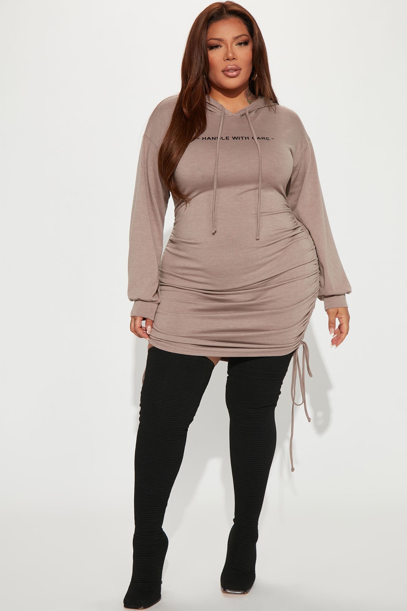 Handle With Care Sweater Mini Dress - Mocha