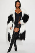 Divine Faux Fur Coat - Black/White