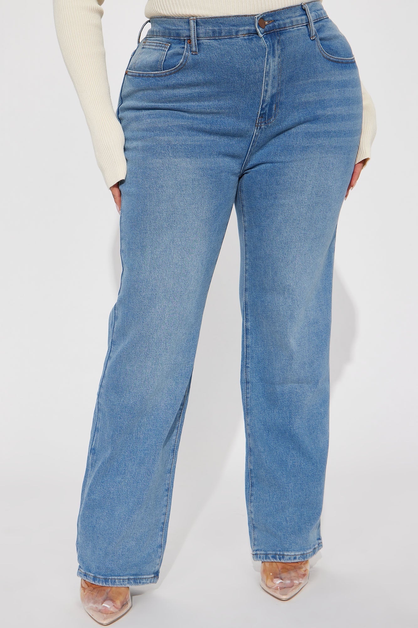 Classic 90s Low Stretch Straight Leg Jeans - Vintage Blue Wash