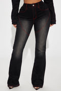 Up For A Challenge Stretch Moto Bootcut Jeans - Black Wash