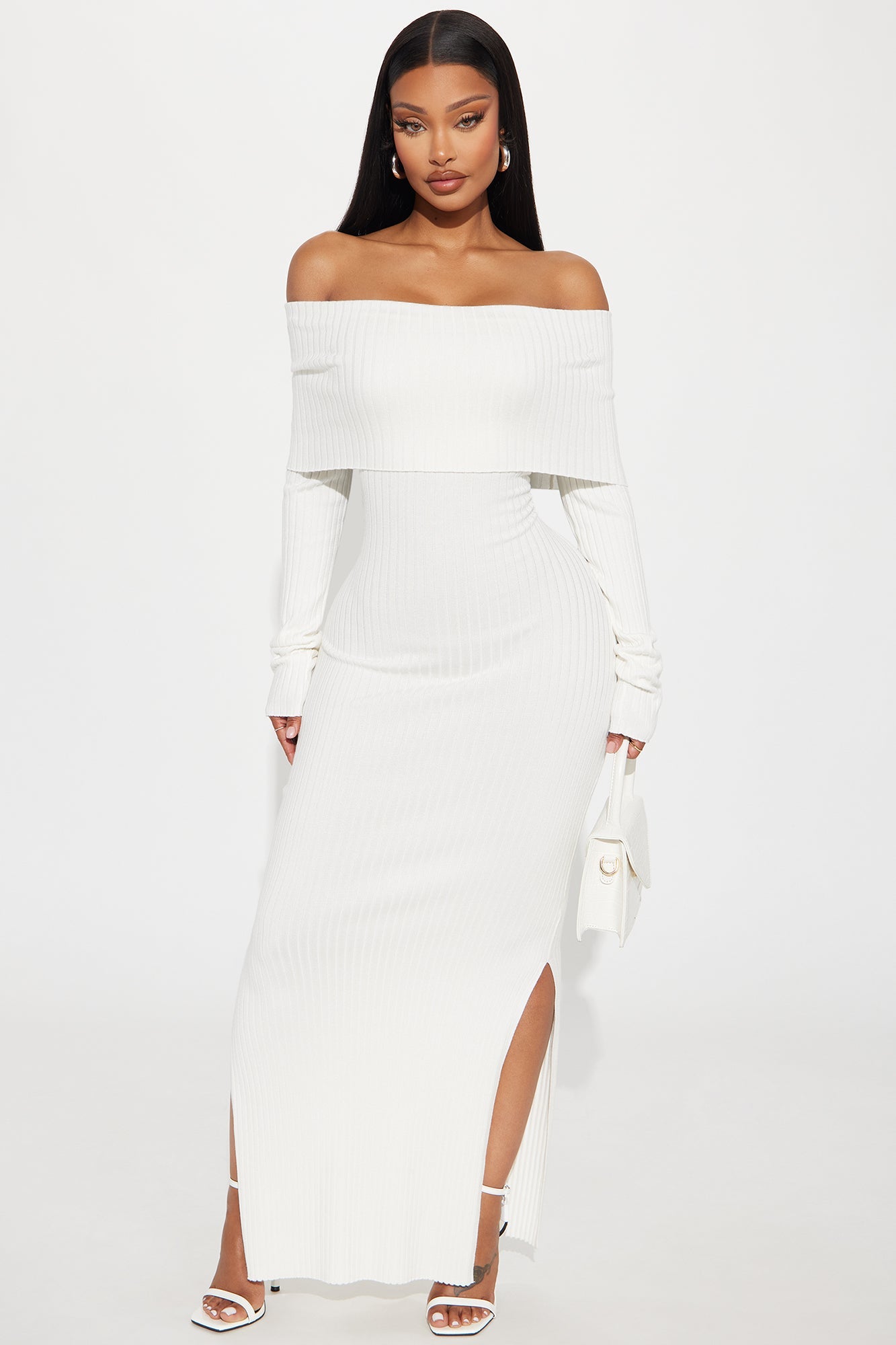 Marina Sweater Maxi Dress - White