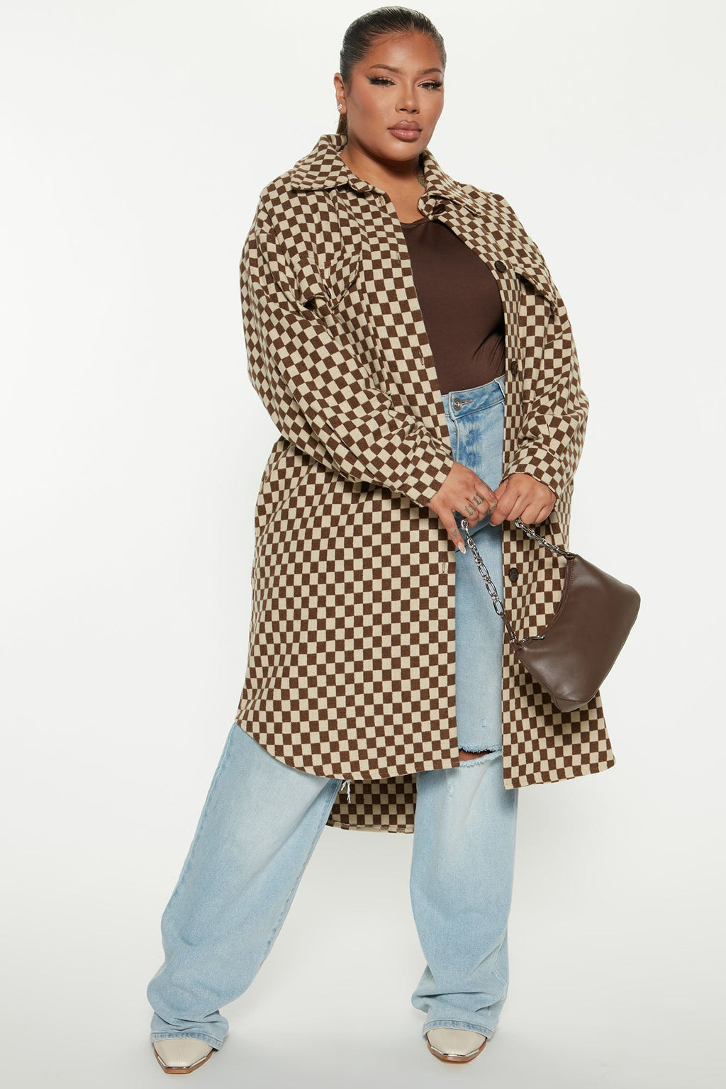 Krystal Crew Neck Long Sleeve Bodysuit - Chocolate