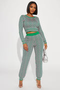 Farrah Sweater Pant Set - Green/combo