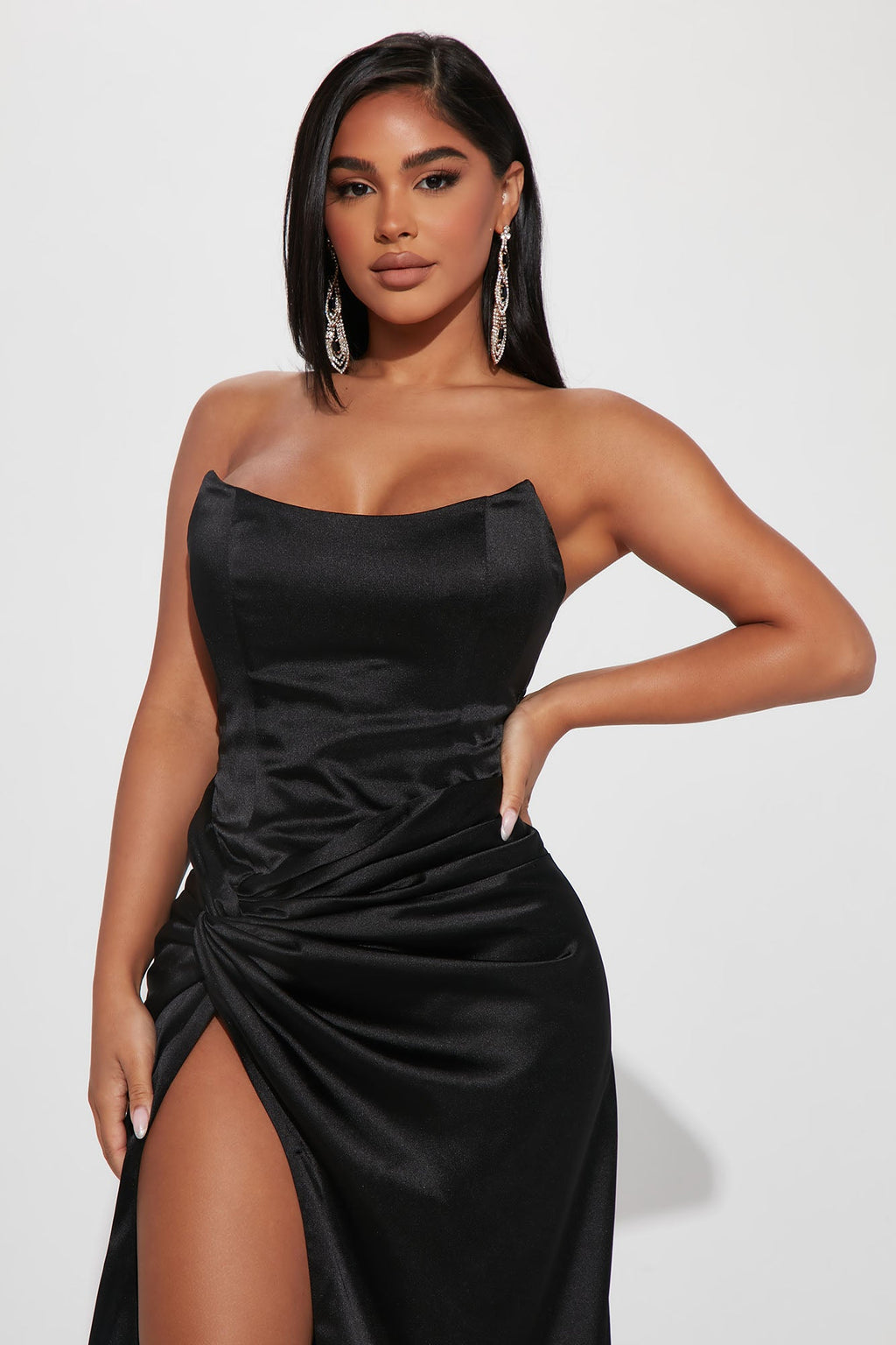 Teagan Satin Maxi Dress Set - Black