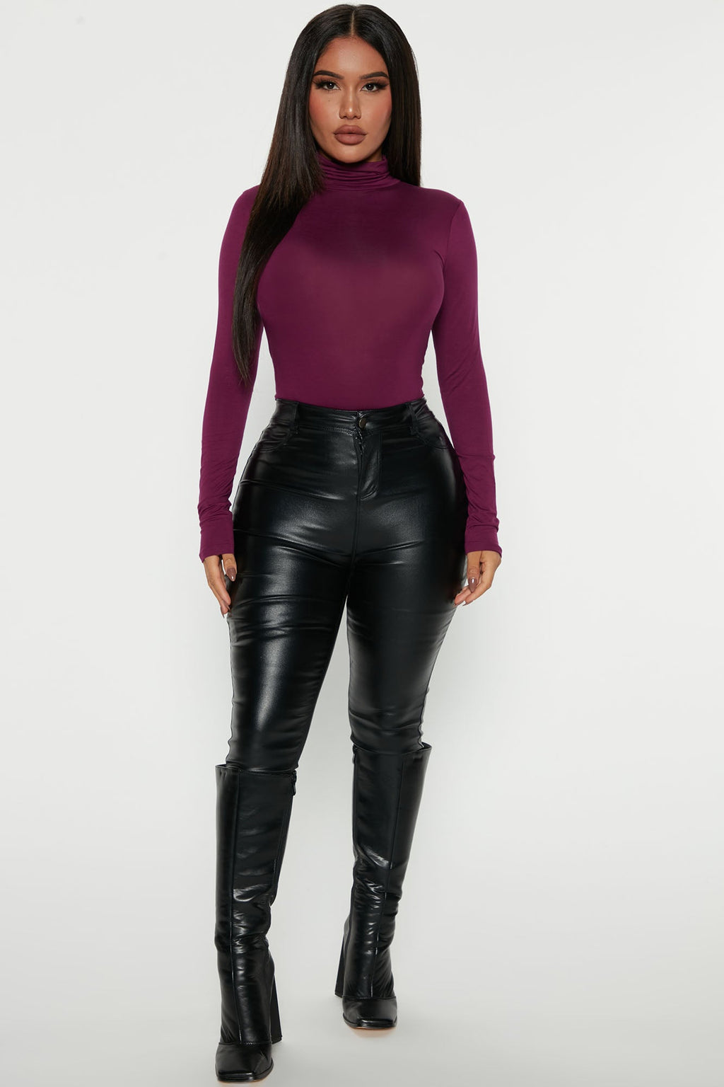 Pamela Turtle Neck Long Sleeve Top - Magenta