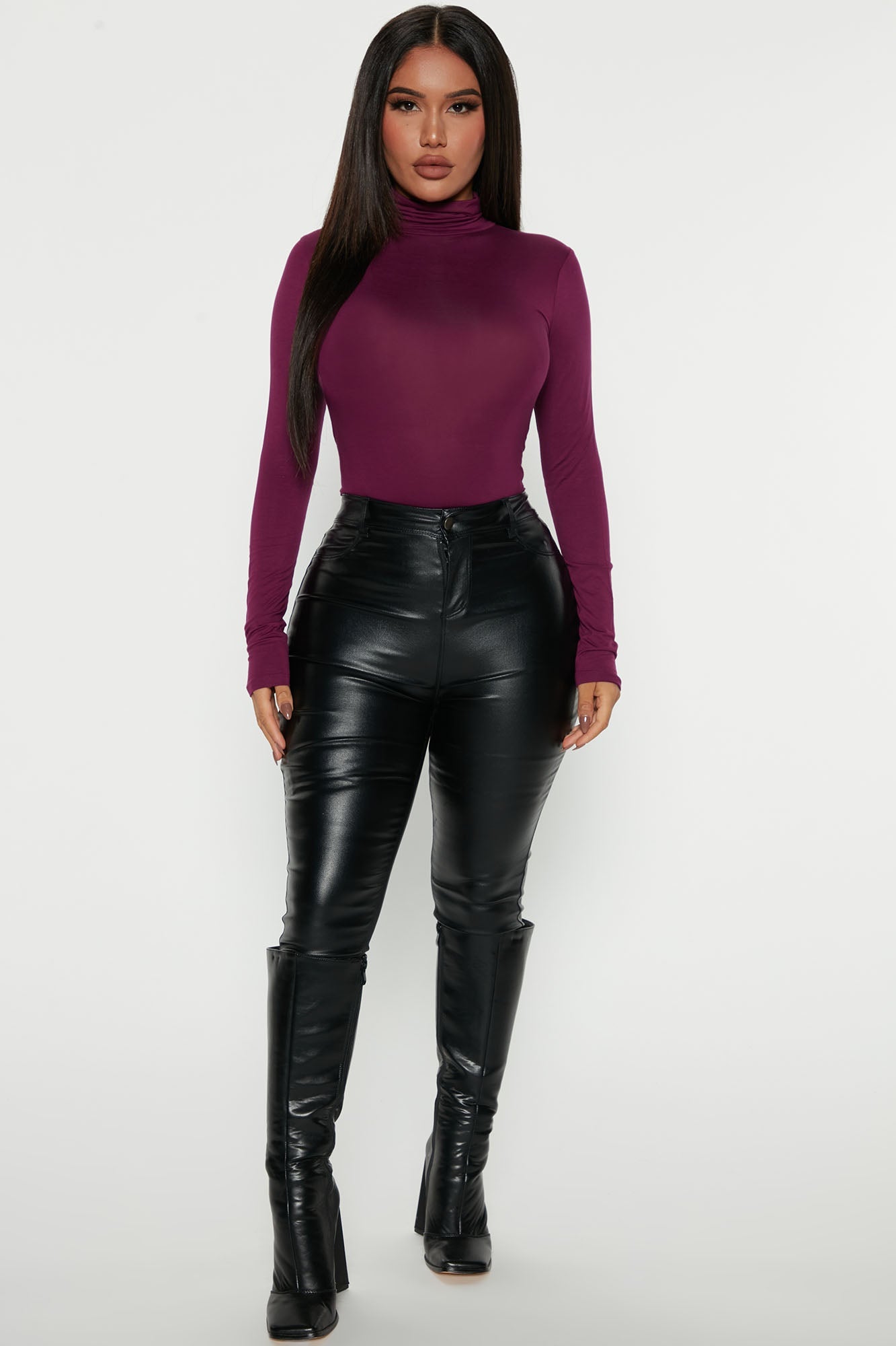 Pamela Turtle Neck Long Sleeve Top - Magenta