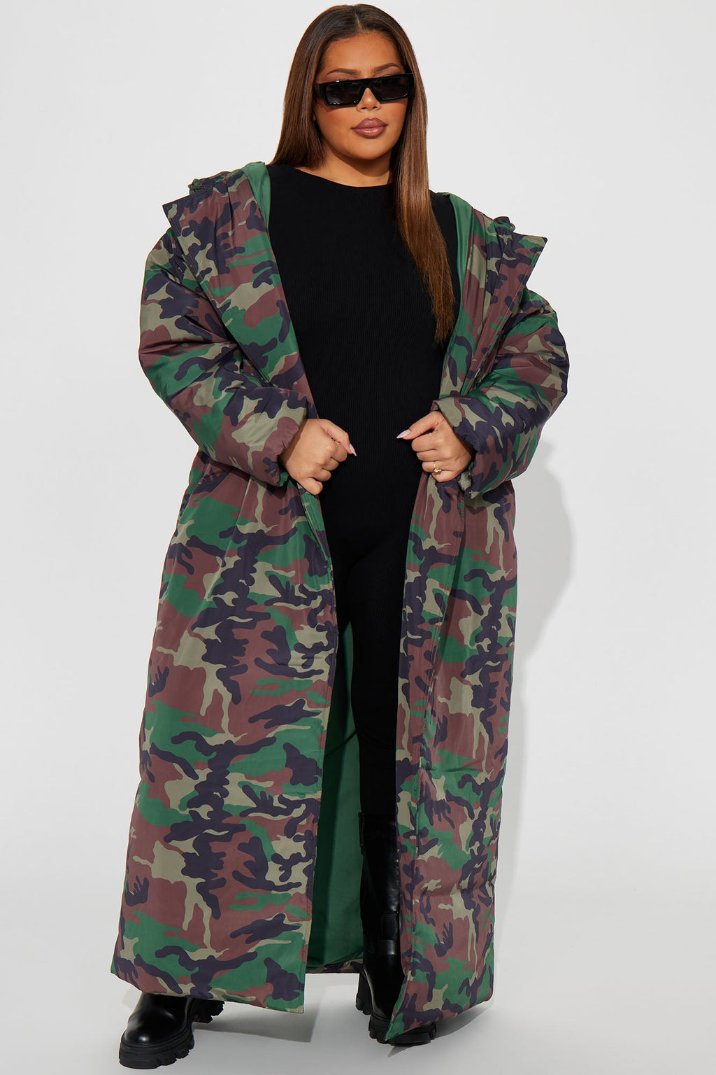 Lilith Camo Puffer Coat - Olive/combo