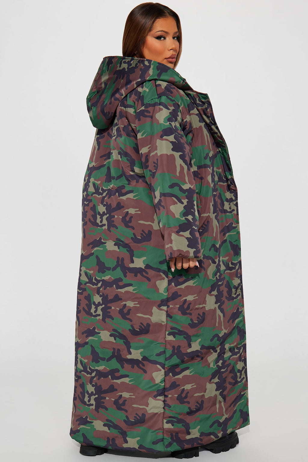 Lilith Camo Puffer Coat - Olive/combo